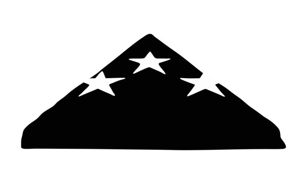 Folded flag black and white vector silhouette