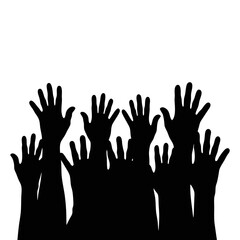 Obraz premium Hands lifting together silhouette isolated on a transparent background