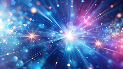 Obraz premium Abstract Holiday Background: Blue Rose Light Rays, Sparkle Fractal Art, 3D Render