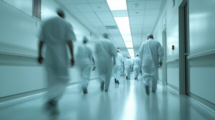 The medical care team rushing to the emergency
