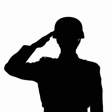 Soldier saluting headshot black silhouette