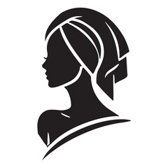 Elegant Woman in Head Wrap Silhouette Perfect for Beauty Designs