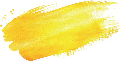 Yellow paint artistic dry brush stroke. Watercolor acrylic hand painted backdrop for print, web design and banners. Realistic vector background texture