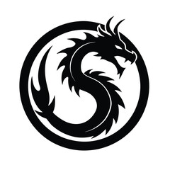 black and white tattoo of a dragon