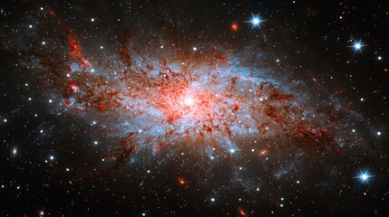 Obraz premium A vibrant deep-space galaxy, with bright glowing arms, countless stars, and a mysterious cosmic glow.