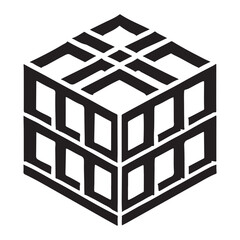 Geometric Cube Silhouette Representing Structure and Form