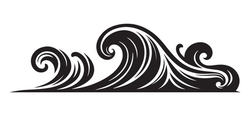 Dynamic Wave Silhouette Vector Art for Coastal and Nautical Themes