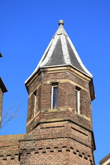 Amsterdam Vredenburgh Building Brick Tower Close Up, Netherlands