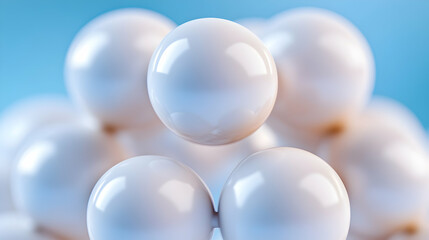 Floating spheres arranged to form a pyramid against a blue background, for creativity