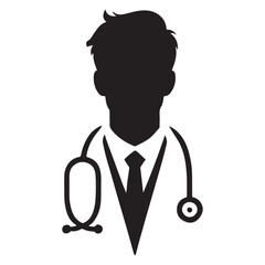 Medical doctor silhouette with stethoscope vector design element