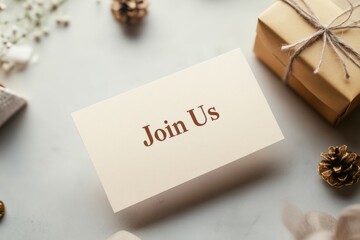 Job listings creatively shown on a gift card design. Featuring elegant "Join Us" text and corporate branding