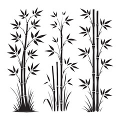 Tranquil Bamboo Trees Silhouette Vector Illustration for Serenity