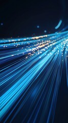 Fototapeta premium Colorful light trails glow in a dark background creating a vibrant digital atmosphere during nighttime