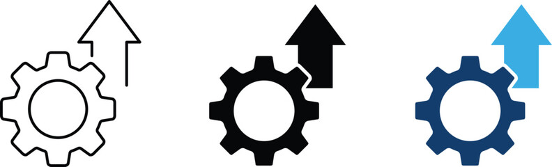 Gear and Arrow Icons - Growth and Optimization Symbol