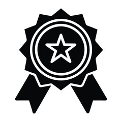 star medal ribbon silhouette vector,birthday medal,star award badge,achieve vector illustration,achievement reward on white background
