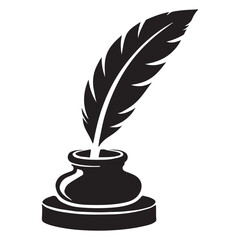 Elegant quill pen and inkwell vector illustration for writers creative projects