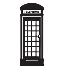 Silhouette Red British Telephone Box Vector Illustration for Communications