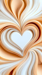 Heart shape layers with swirling background in peach and cream for a love theme