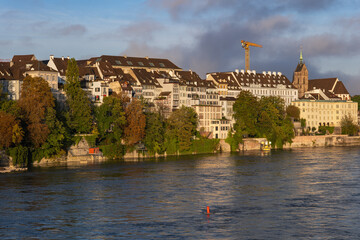City Skyline Of Basel River View In Switzerland