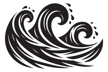Stylized Silhouette Sea Waves Vector Graphic for Creative Projects