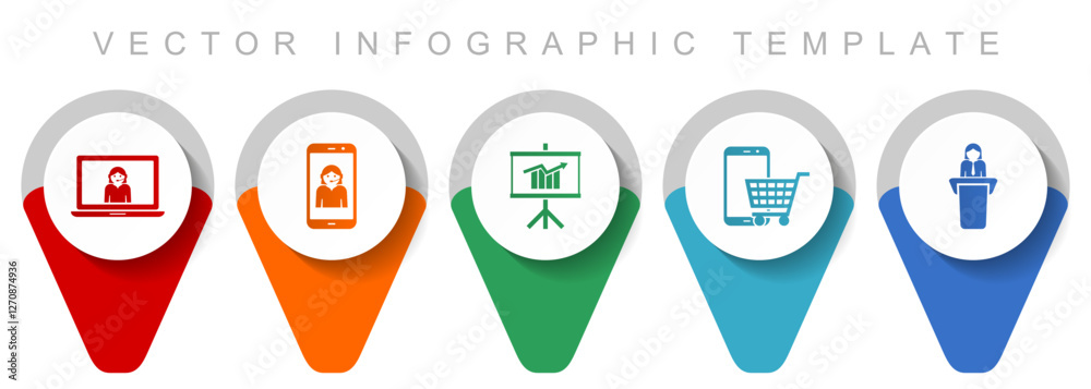 Poster online store pointer collection, miscellaneous icons such as customer service, seminar, cart and lea