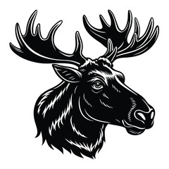 Moose Side face vector  illustration 