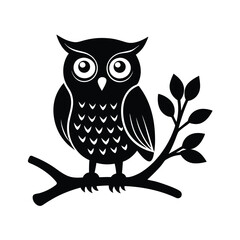 Owl on a Brunch Vector  Illustration 