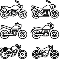 Naklejka premium Motorbike Themed Line Art Icons for Digital Design