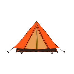 Simple Orange Camping Tent Illustration