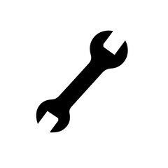 Wrench Icon: A simple, stark, black and white image of a wrench, perfect for representing tools, repair, or industry. 