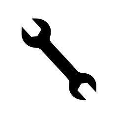 Wrench Silhouette: A sleek, minimalist black silhouette of a wrench, a universal symbol of repair, construction, and mechanics, perfectly rendered.