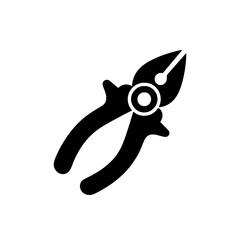 Pliers Icon: A sleek, solid black icon of pliers, perfectly capturing the tool's iconic shape and functionality.