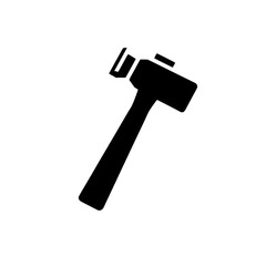 Hammer Icon: A minimalist black and white icon of a hammer, a symbol of construction, repair, and craftsmanship.