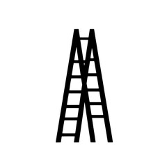 Double Ladder Silhouette: A striking black silhouette of a double ladder against a clean backdrop, evoking themes of progress, construction, and upward mobility.