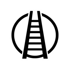 Ascending to New Heights: A minimalist emblem showcases a ladder set within a circular frame, signifying upward progress, aspiration, and the journey towards reaching goals.