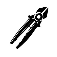 Precision at Work: Silhouette of bolt cutters on clean background. This image captures the essence of strength and cutting through the unnecessary.