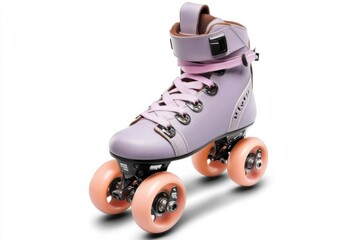 A stylish roller skate featuring a light purple boot and soft pink wheels, designed for both comfort and performance.