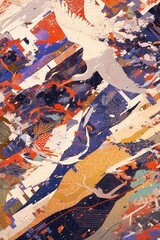 Naklejka premium Abstract bird in colorful, textured flight, artistic background, ideal for digital art print