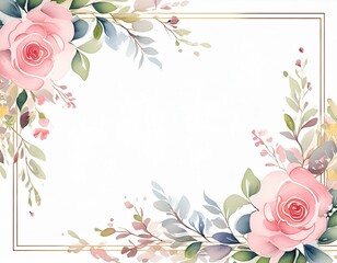 Naklejka premium バラの美しい水彩フレーム