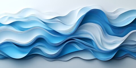 Fototapeta premium Abstract Blue and White Waves Background (5)