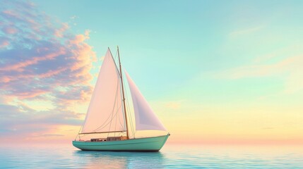Fototapeta premium Sailing boat on tranquil waters at sunset