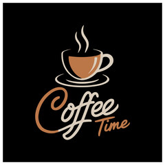 Obraz premium Stylish Coffee Time Graphic Design Featuring a Cup of Coffee.