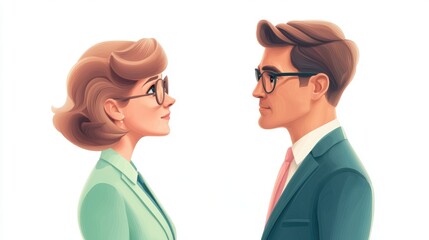 Fototapeta premium Professional couple facing each other thoughtfully