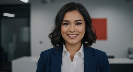 Obraz premium Portrait, employee and woman with smile, office and confident for graphic design, creative and care 