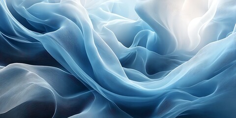Obraz premium Flowing Blue Sheer Fabric Texture