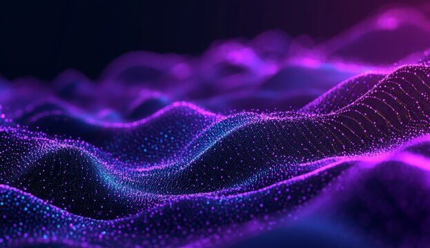 Abstract digital landscape, colorful, flowing, data visualization