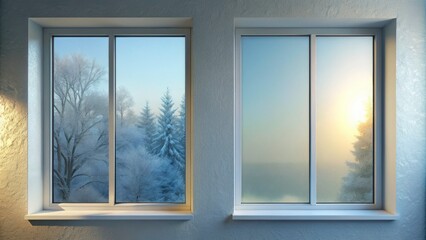 Panoramic Frosted Window Light Matte Surface Illustration - Wide Copy Space Design