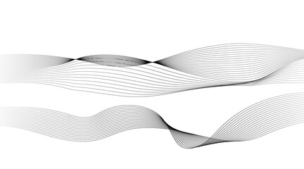 Abstract black lines wave curve motion on white background. Vector Illustration. Thin wavy line abstract background. Wavy line horizontal divider outline minimalist background.
