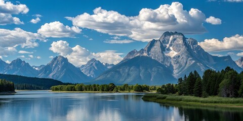 Naklejka premium Tranquil Majesty: The Mystical Mountain Lake