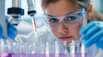 Technician prepares samples for analysis in cleanroom with precision and care